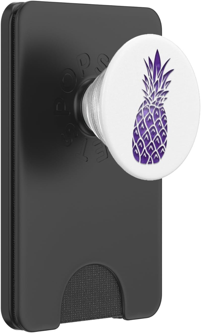 Vintage Purple Pineapple On a White PopSockets PopGrip for MagSafe