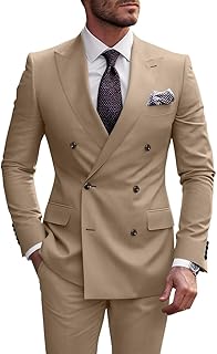Men's Suit 2 Piece Double Breasted Tuxedo for Men Slim Fit Groom Blazer Pants Suits Set for Mens Wedding Party Prom