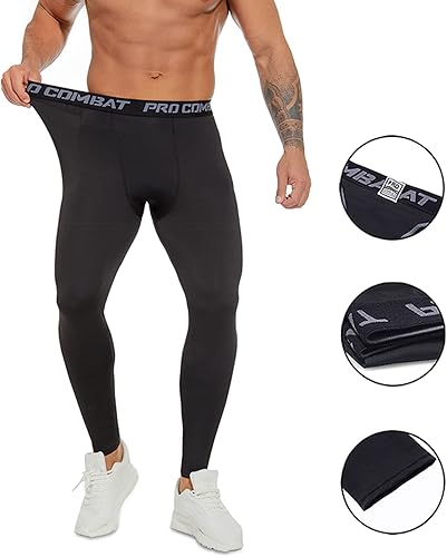Miniatura 2 de SS COLOR FISH Paquete de 3 pantalones de compresión para hombre, atléticos, capa base, leggings de entrenamiento, mallas para correr para hombre
