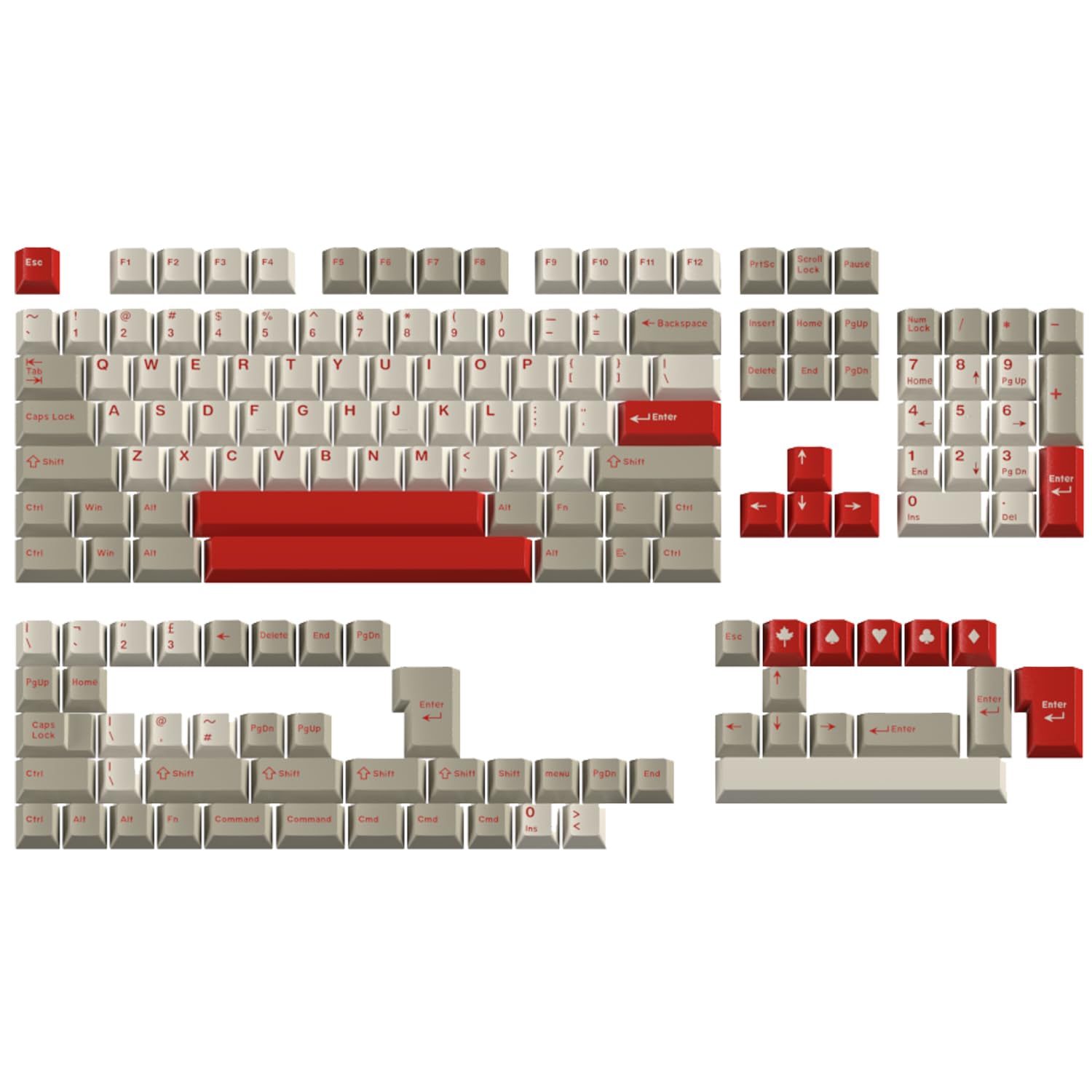 Fogruaden PBT Red Keycaps Set, Cherry Profile Custom Keycap for Mechanical Keyboard Keycaps