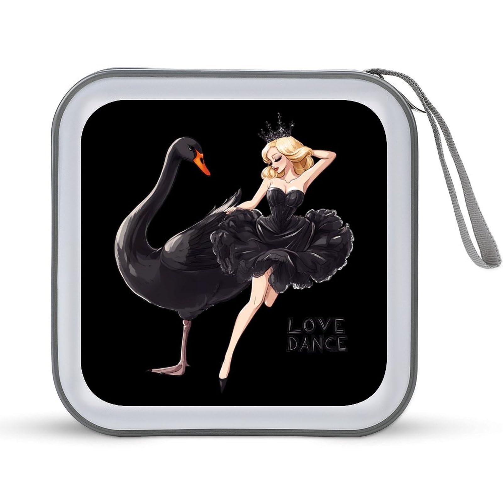 Ballerina Women With Black Swan CD Case Portable DVD Holder Storage Organizer for Home Travel