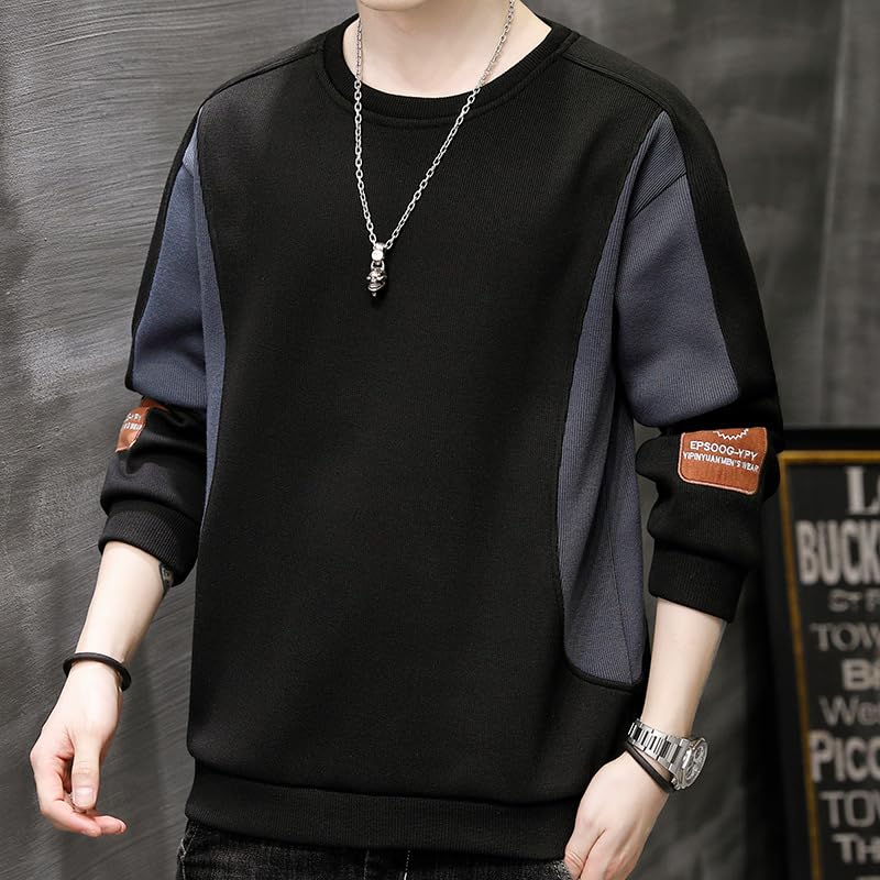 CHONG FENG XIA Men's autumn round neck loose long-sleeved casual tops4