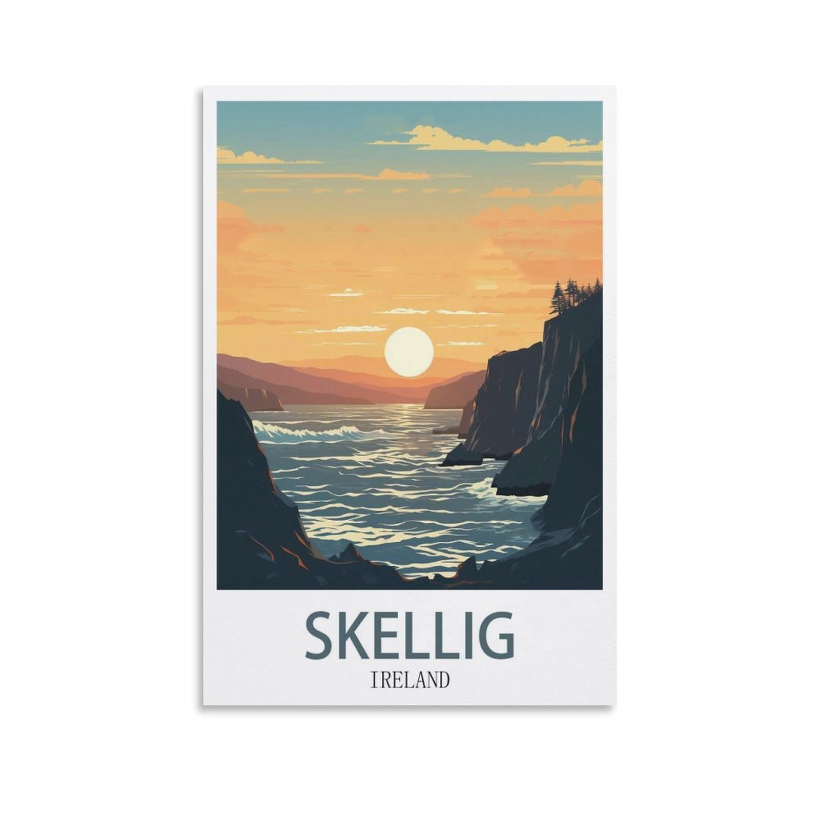 EZMLFA 5D Diamond Painting Kits,Skellig Ireland,Diamond Painting Kits for Beginners Round Full Drill Painting with Diamonds Gem Art for Home Wall Decor 40x40cm