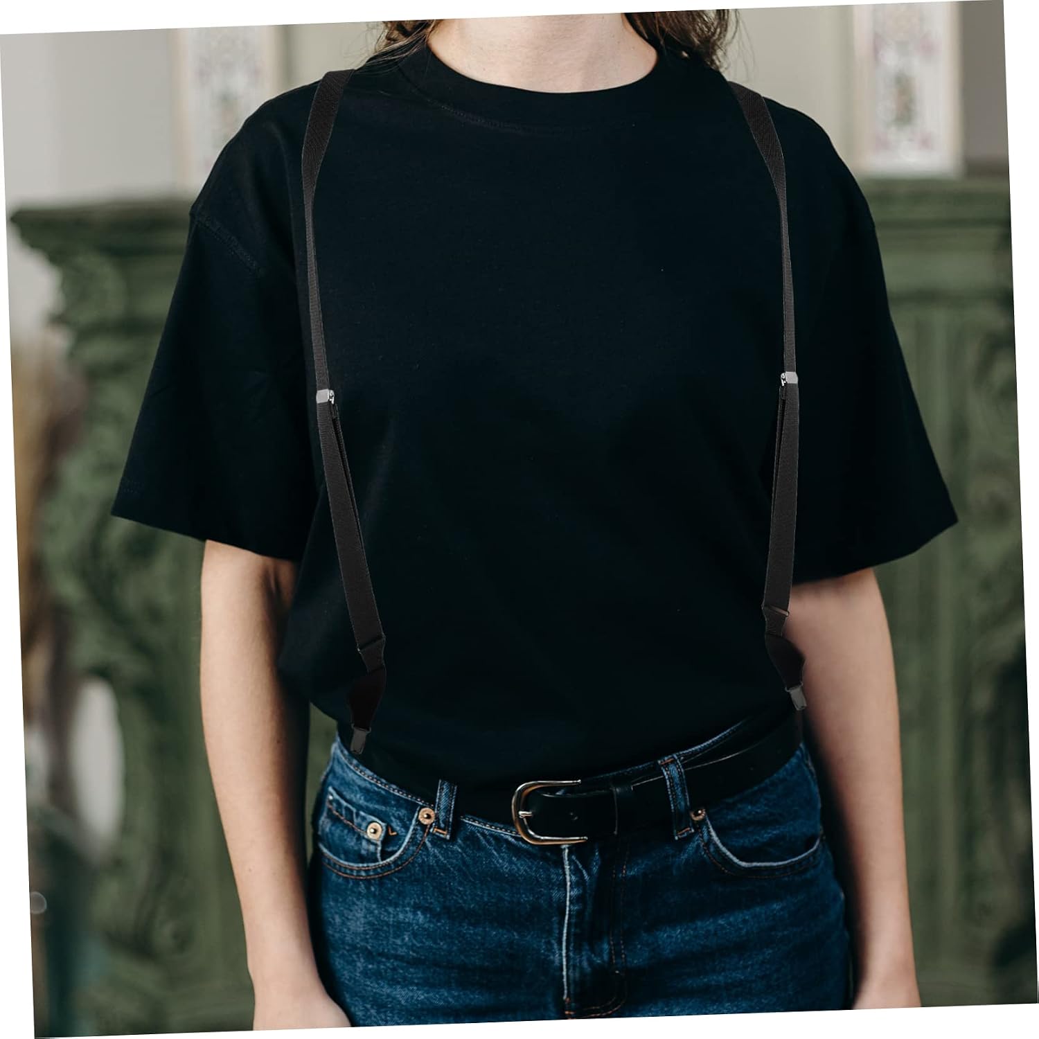 Unisex Adjustable Trouser Suspenders Clip-on Elastic Strap for Men and Women Fashionable Trouser Strap for Casual Wear and Formal Events