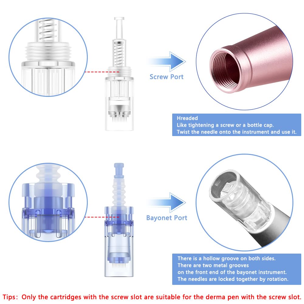 LOPHE Microneedling, 12 Pezzi Micro Aghi Penna Derma Micro Needling, Microneedle Nano Aghi con Regolabili a Baionetta(#12pin)