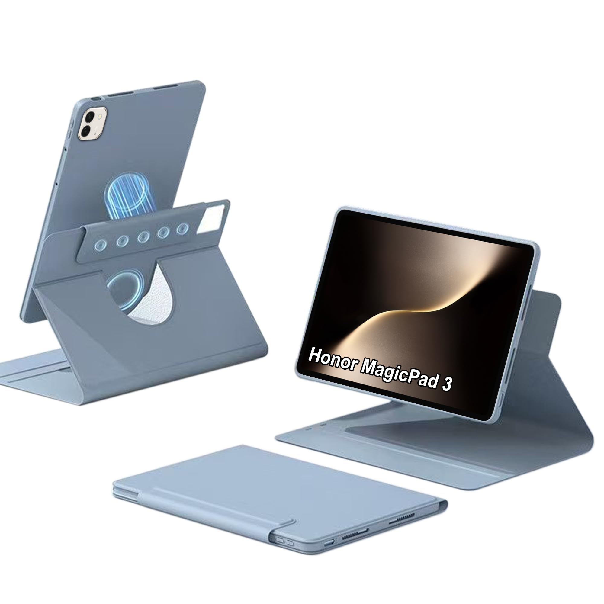 zZjoOoj Hülle für Honor MagicPad 3 13.3 Zoll Tablette Case，360° Drehbarer Magnetischer Aufteilbarer Schutzhülle,Automatischer Schlaf/Aufwachen,Einstellbarer Ständer - Blau