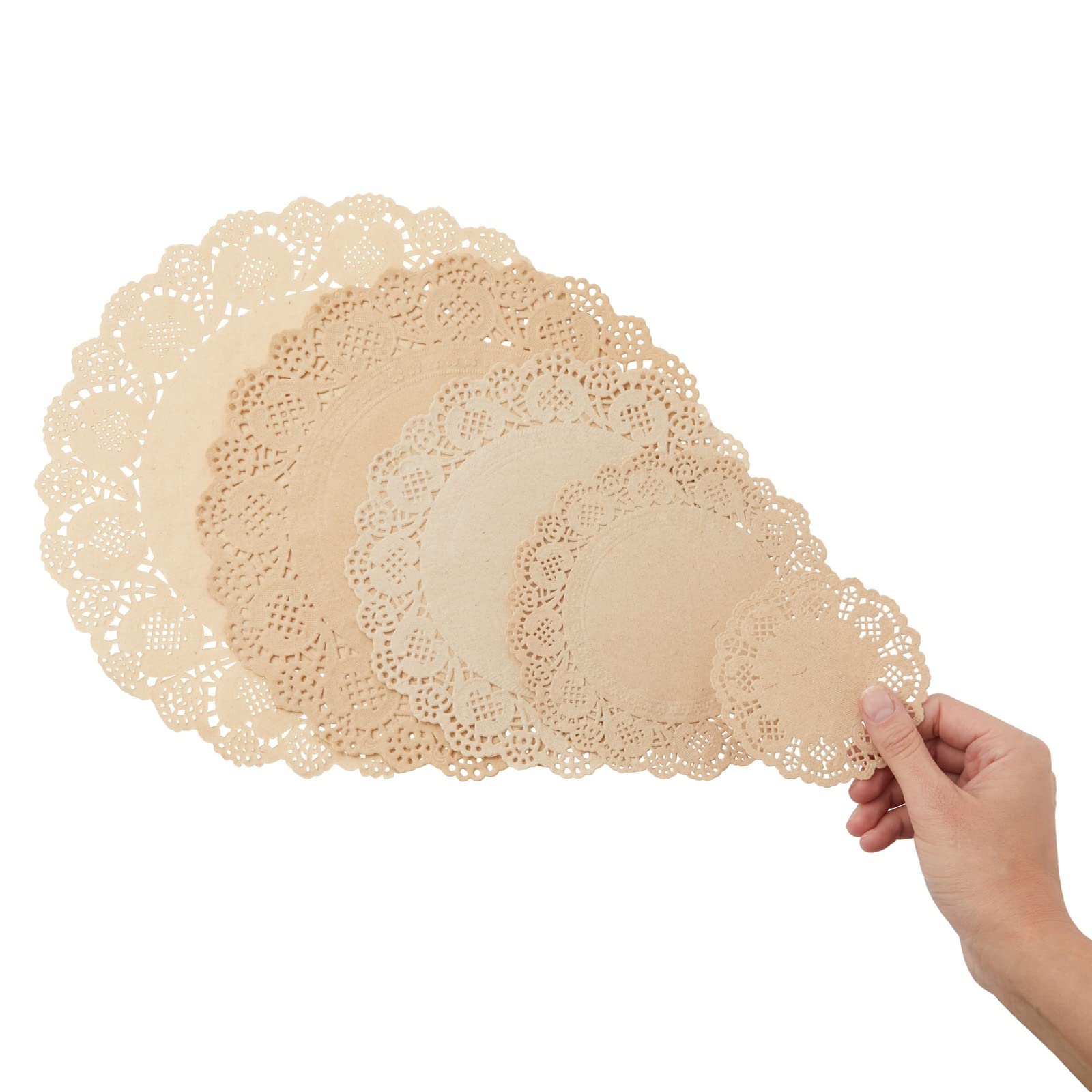 250 Pack Paper Doilies Assorted Sizes for Food & Cake, Round Decorative  Disposable Placemats, Brown (4, 6.5, 8.5, 10.5, and 12 In) 