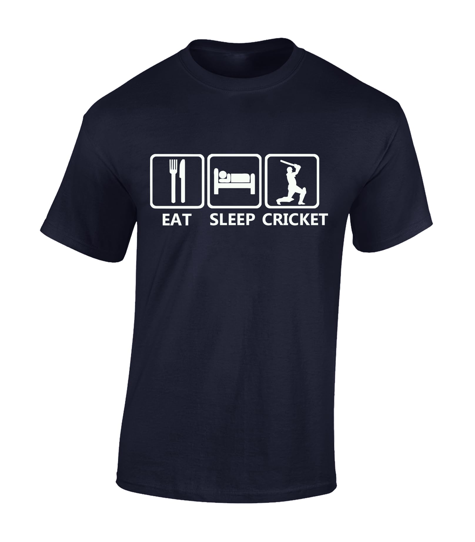 Crown Designs Men's Navy Eat Sleep Cricket Novelty Gifts For & Teenagers T-Shirts Tops - /Medium
