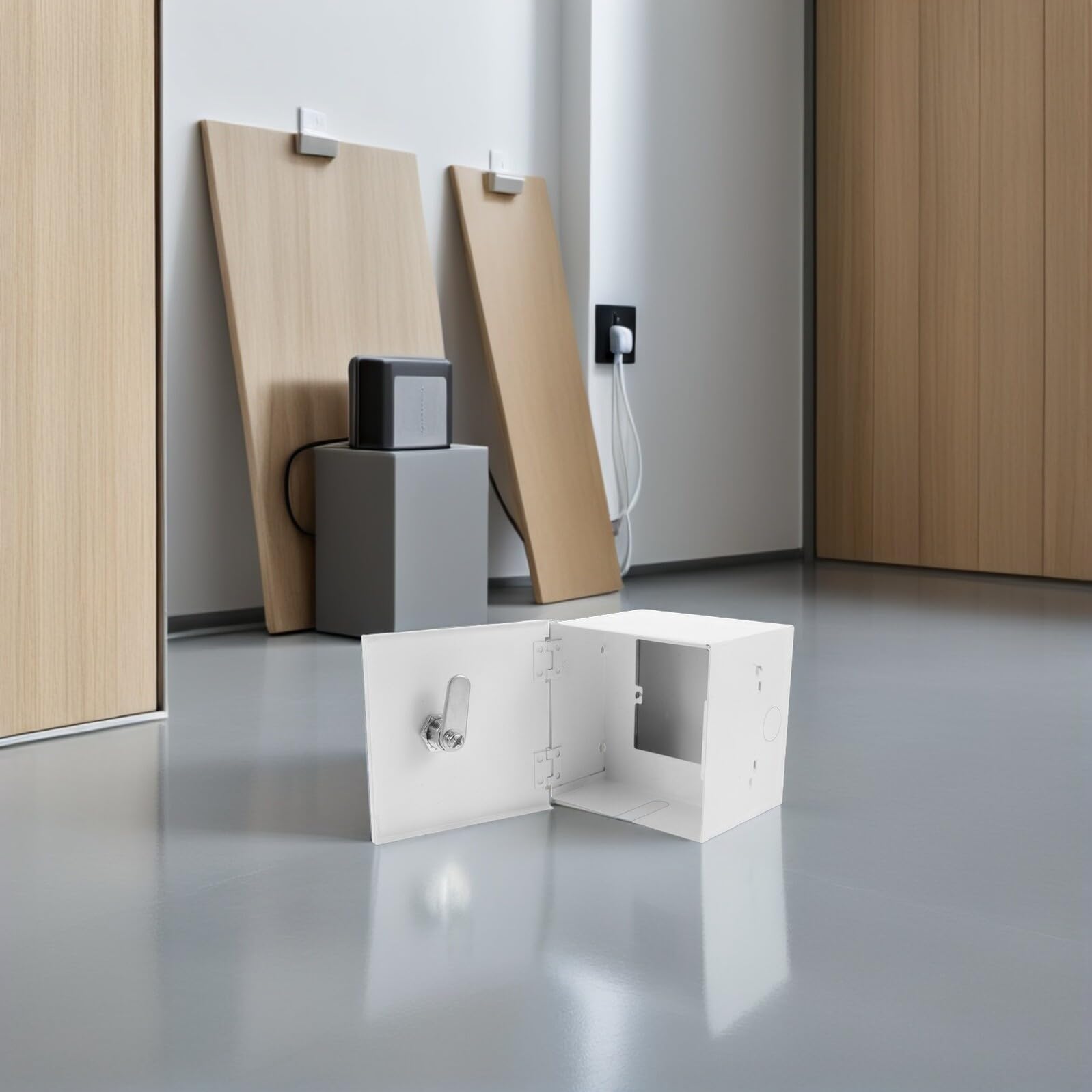 SOIMISS Schutzbox aus Edelstahl für Steckdosen mit Schloss Wasserdichte Außensteckdosen abdeckung Robust Korrosionsbeständig Einfache Montage für Außenbereich und Industrielle Nutzung