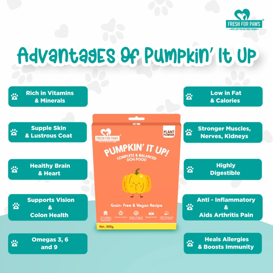 FRESH FOR PAWS 100% Natural & Human Grade Pumpkin It Up Fresh Wet Dog Food Ready to Eat|Complete Meals for Dogs with Healthy Fats and High Protein|100 Gram Pack of 2(for All Life Stages & Breed) 2
