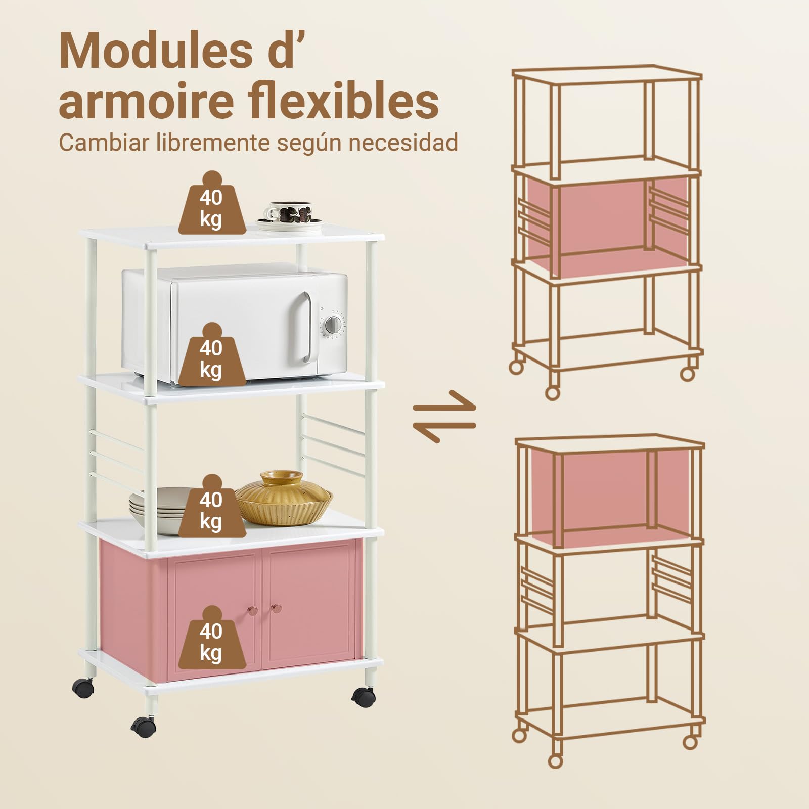 SoBuy Mobile microonde Carrello Cucina credenza Cucina salvaspazio FRG12-W (Bianco)