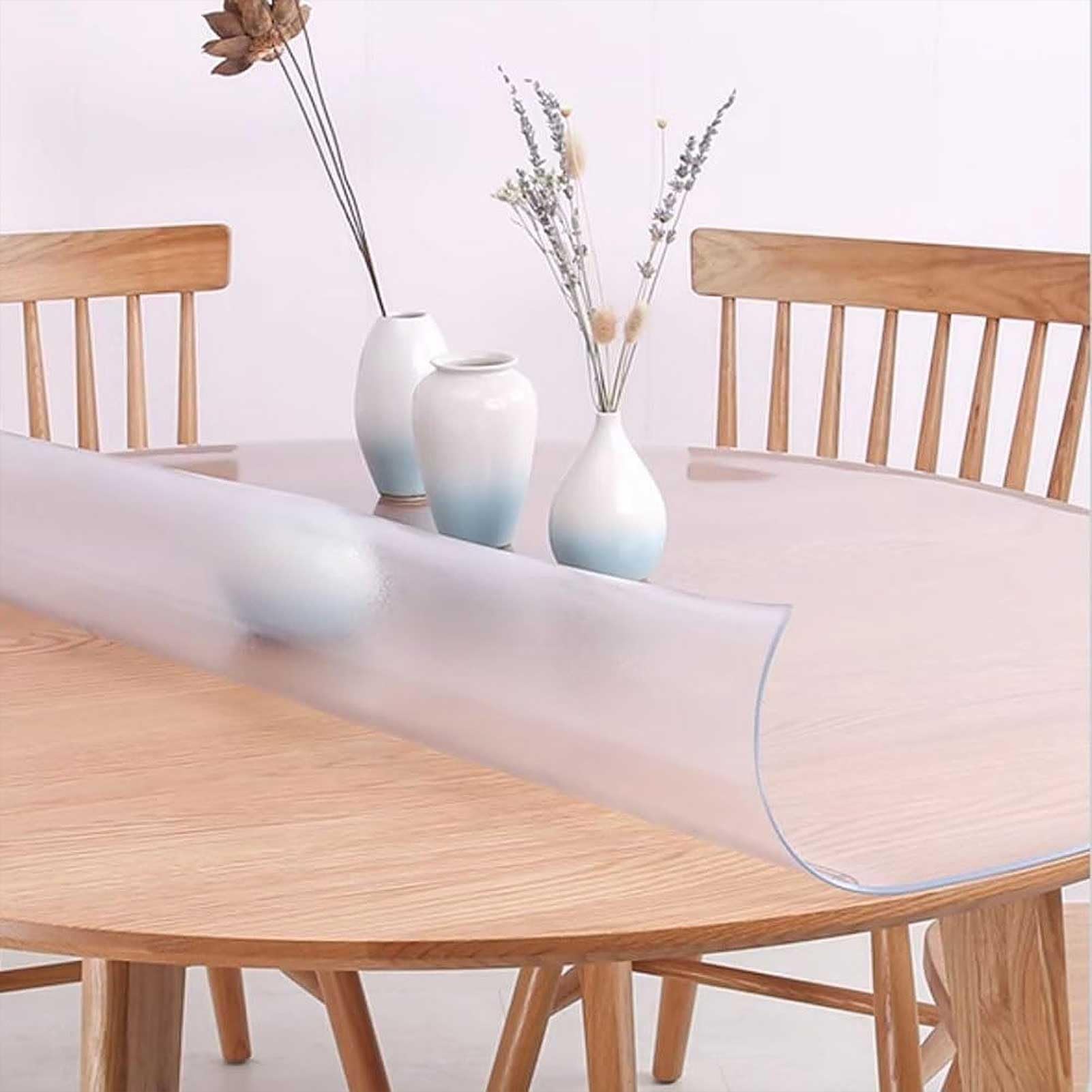 Protezione trasparente per tavolo satinato, spessore 2 mm in plastica impermeabile e lavabile, in PVC, tappetino protettivo da scrivaniainodore per tavoli da pranzo, scrivanie, tavolini da caffè(Diame