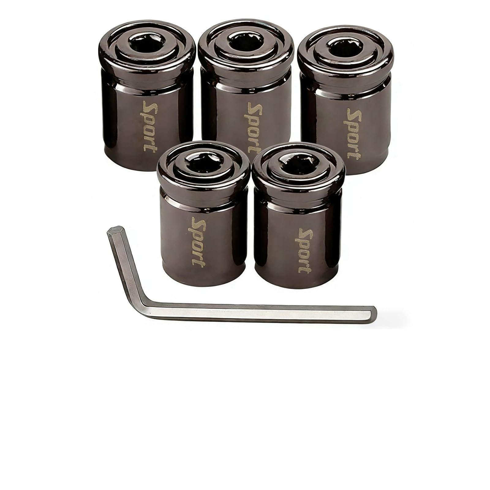 5 Piezas Metal Tapas Válvula de Neumático para Coche, Tapones Válvula Antirrobo Universales para Automóvil, SUV, Camiones, Motocicletas, Tapas Válvulas de Aire con Anillo de Sellado y Llave Incluida