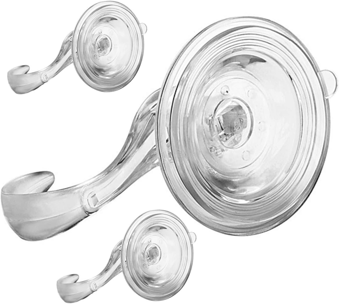 VOSAREA 3pcs Heavy Duty Suction Cup Hooks Transparent Bathroom Wall Hangers for Towels Clothes Kitchen Accessories No Drilling Reusable Strong Hold