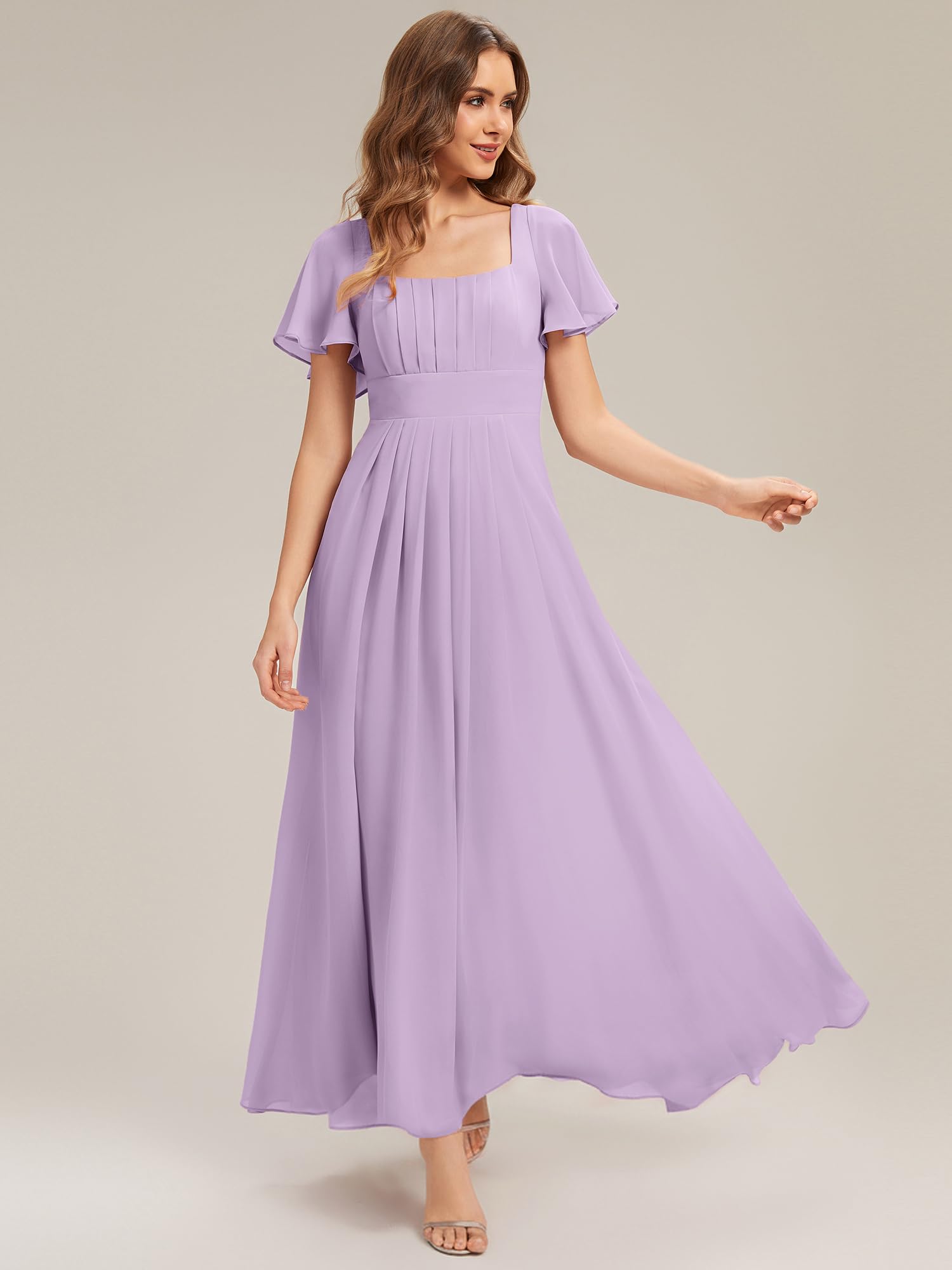 Ever-Pretty Brautjungfernkleider Lang Abendkleid Plus Size Elegant Chiffon für Hochzeit ES02703