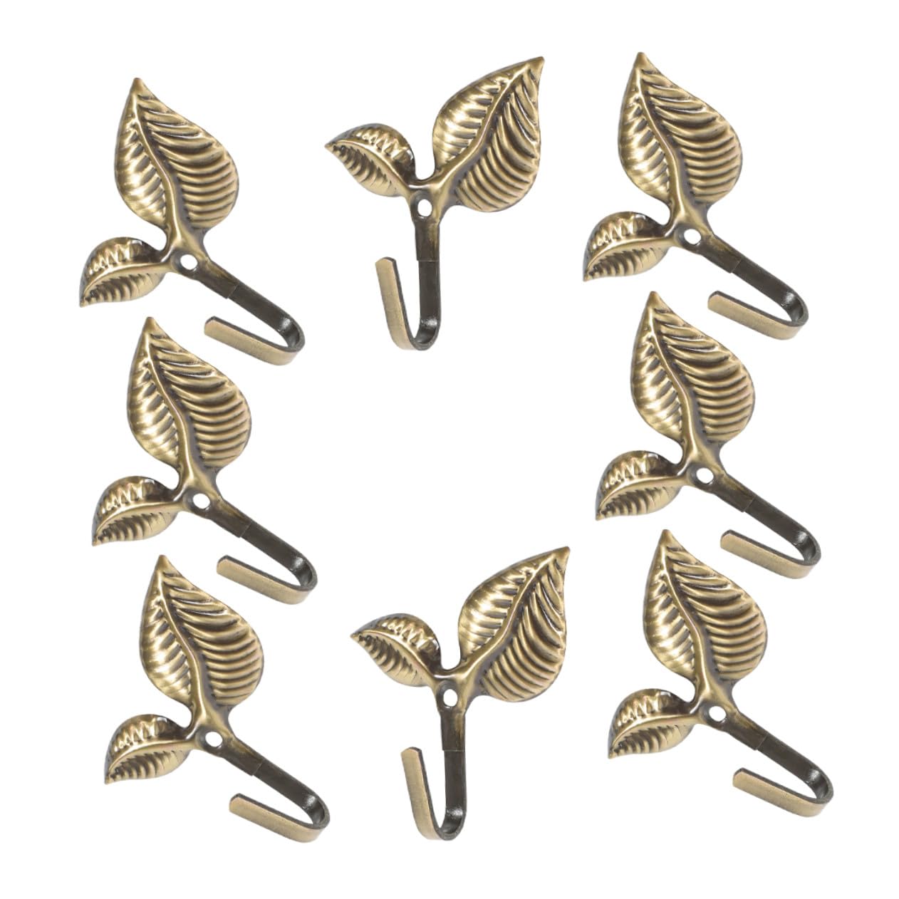 8 Pcs Vintage Rustic Metal Leaf-Shaped Wall Hooks with Screws for Coats Hats Towels Home Decoration for Living Room and Entrance