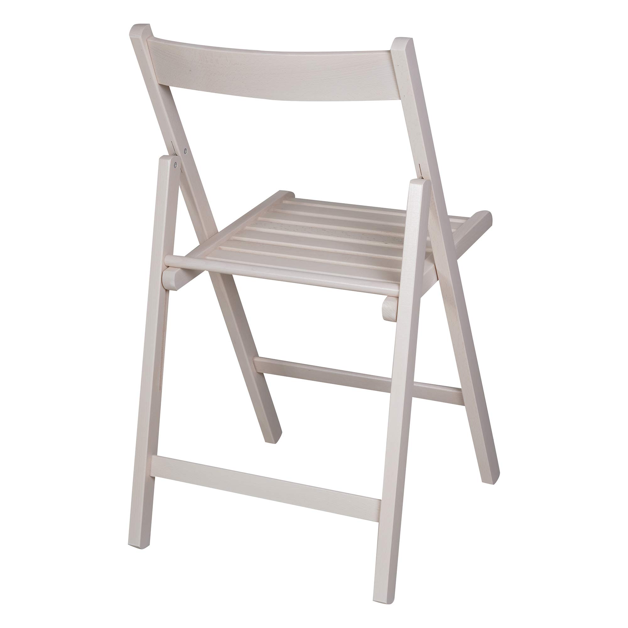Dmora - Chaise pliante moderne en bois, pour balcon ou jardin, cm 42x48h79, Assise h cm 47, couleur blanche