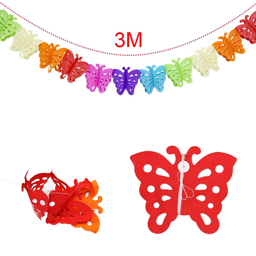 Time To Sparkle Boys Garland Butterfly 3M Hanging Birthday Banners, Flower Garland Bunting For Girls Tissue Paper Party Decoration,