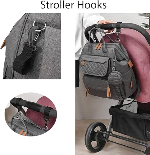 Miniatura 6 de CuteAmigos - Mochila para pañales (Explorer)  con cambiador, funda para chupete, soporte para botella y correas para cochecito, Bondi azul, Mochila