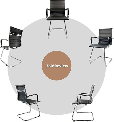 Miniatura 7 de Sillas de invitados de oficina, sillas de recepción, sillas de sala de espera de piel sintética sin ruedas, silla de escritorio desmontable con base