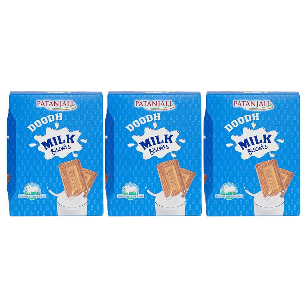 Patanjali Doodh Milk Biscuit (Pack Of 3) - 300g / 0.66 lb