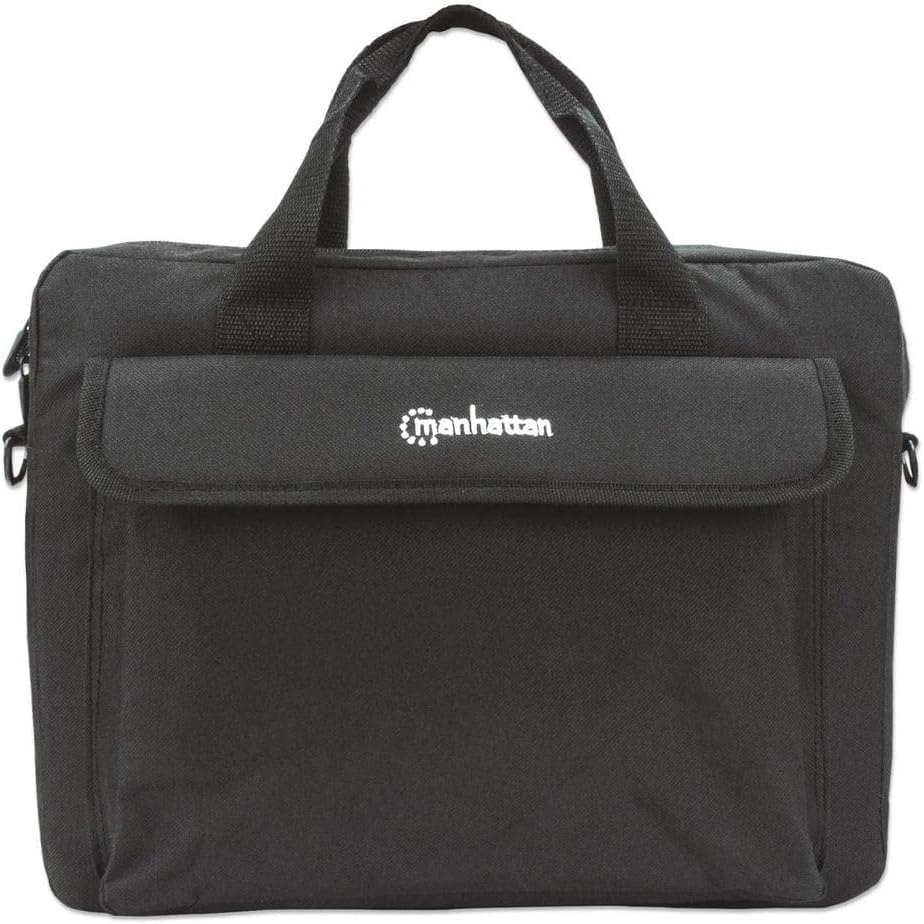 Manhattan London Laptop Bag 14.1", Top Loader, Accessories Pocket, Shoulder Strap (removable), Notebook Case, Black, Three Year Warranty