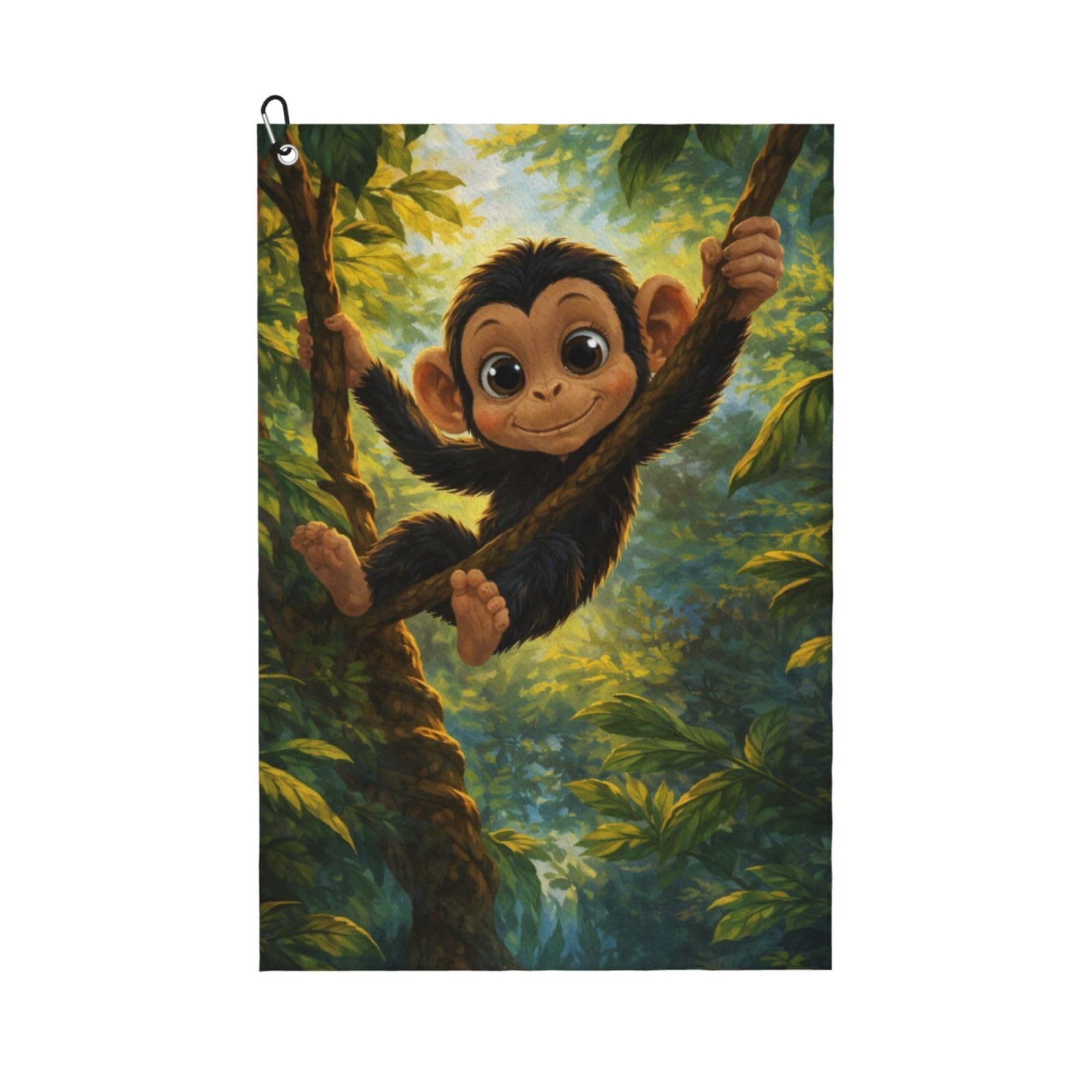 Oudrspo Cartoon Playful Monkey Multi-Functional Golf Towel | Absorbent Quick Drying 16x24in