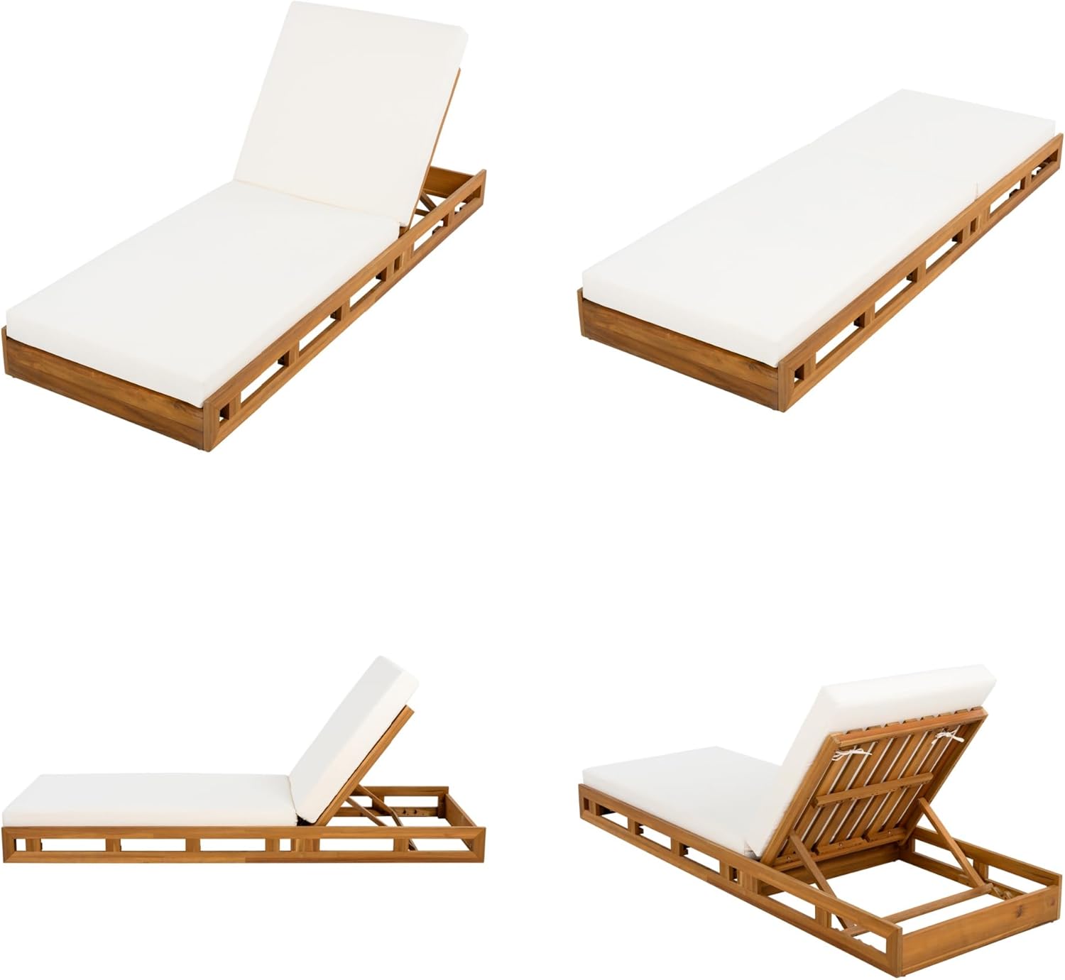 Chaise Lounge Cushion 76.25x27.25x4 Inch, 2-Fold Outdoor Lounge Chair Cushions, Lounger Pad Replacement with Water-resistant, Foldable, Removable Covers, Ideal for Poolside, Patio, Garden, Cream