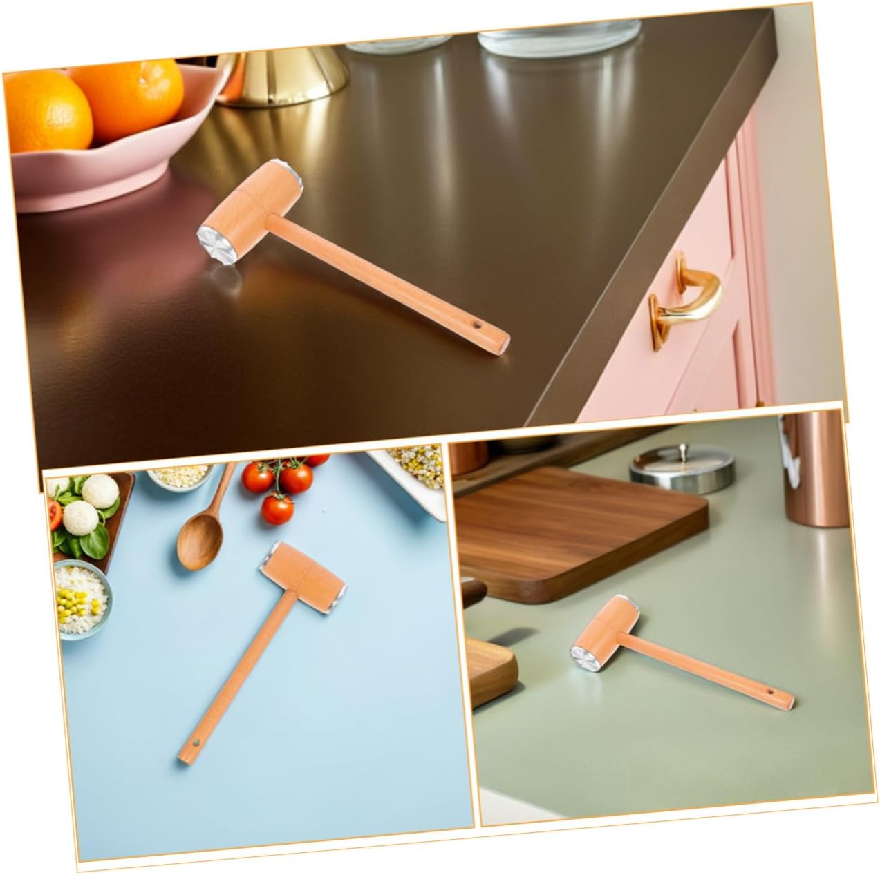 2pcs Dual-sided Meat Tenderizer Hammer Mallet, Beech Wood Kitchen Meat Mallet for Tenderizing and Flattening Beef, Chicken, and Steak, Poultry Pounder Tool for Home Cooking