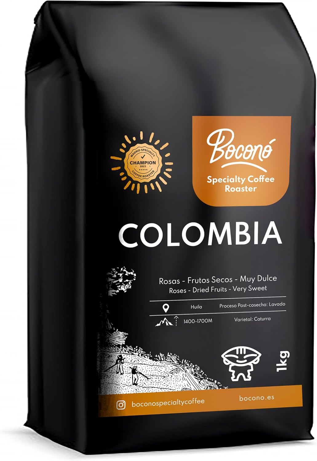 Bocono Specialty Coffee. Caffè Colombiano Specialty Coffe. Caffe in Grani 1 kg. Caffè in Grani Naturale di Specialità Tostatura Media Artigianale. Processo Lavato. Caffe in Grani Arabica per Espresso