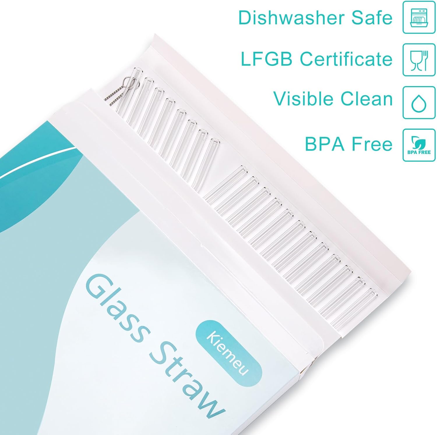 20 Pack Clear Glass Straws Shatter Resistant, Φ8 mm Thin Glass Straws, Family Pack thumbnail