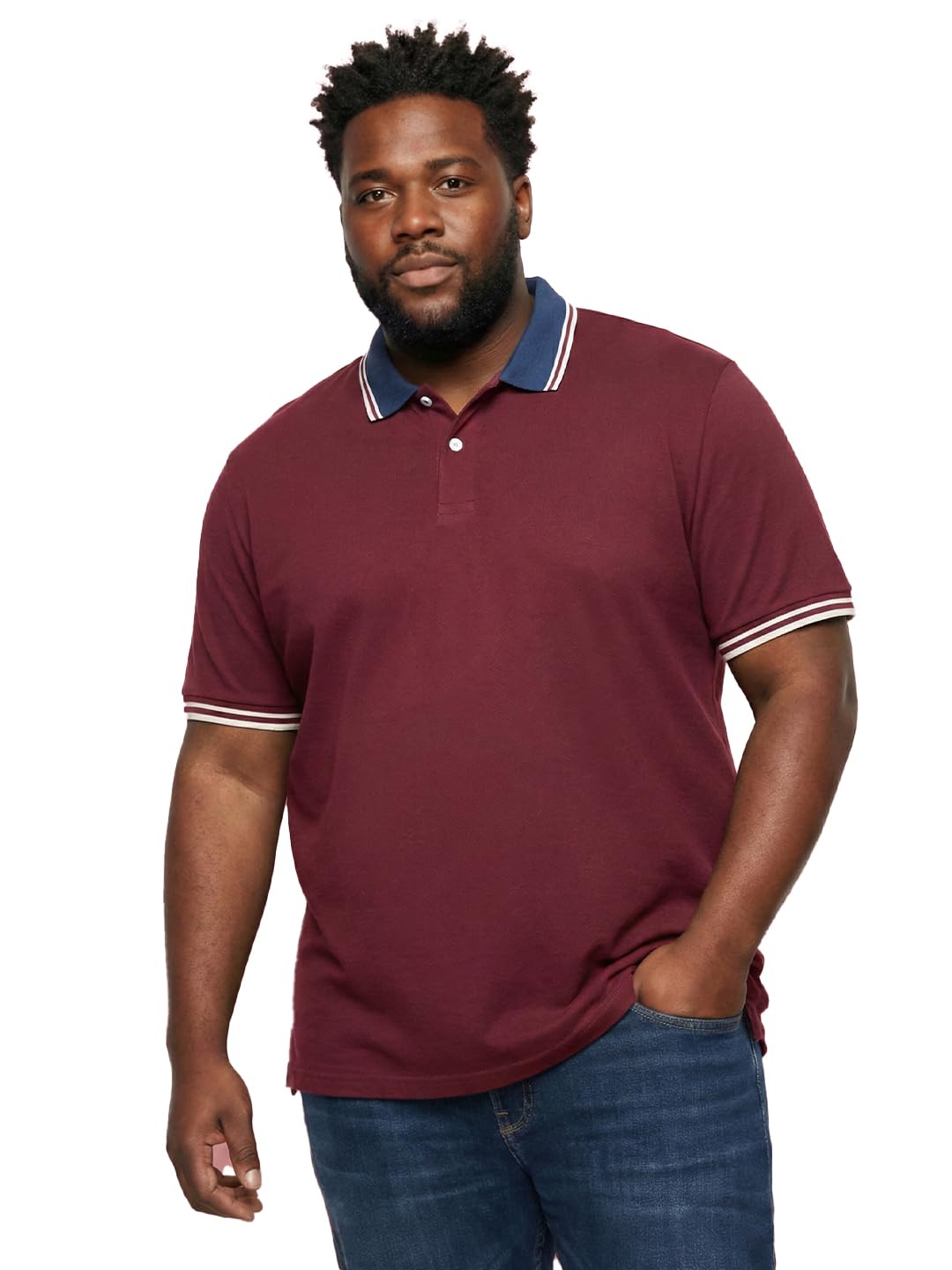 bigbanana Men Plus Size Solid Maroon Half Sleeve Polo Tshirt-picture-24