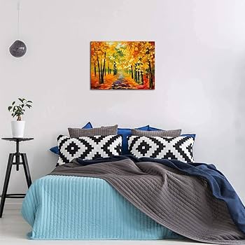 Amazon.co.jp: 落ち葉 油絵 複製画 風景画 絵画 アートパネル