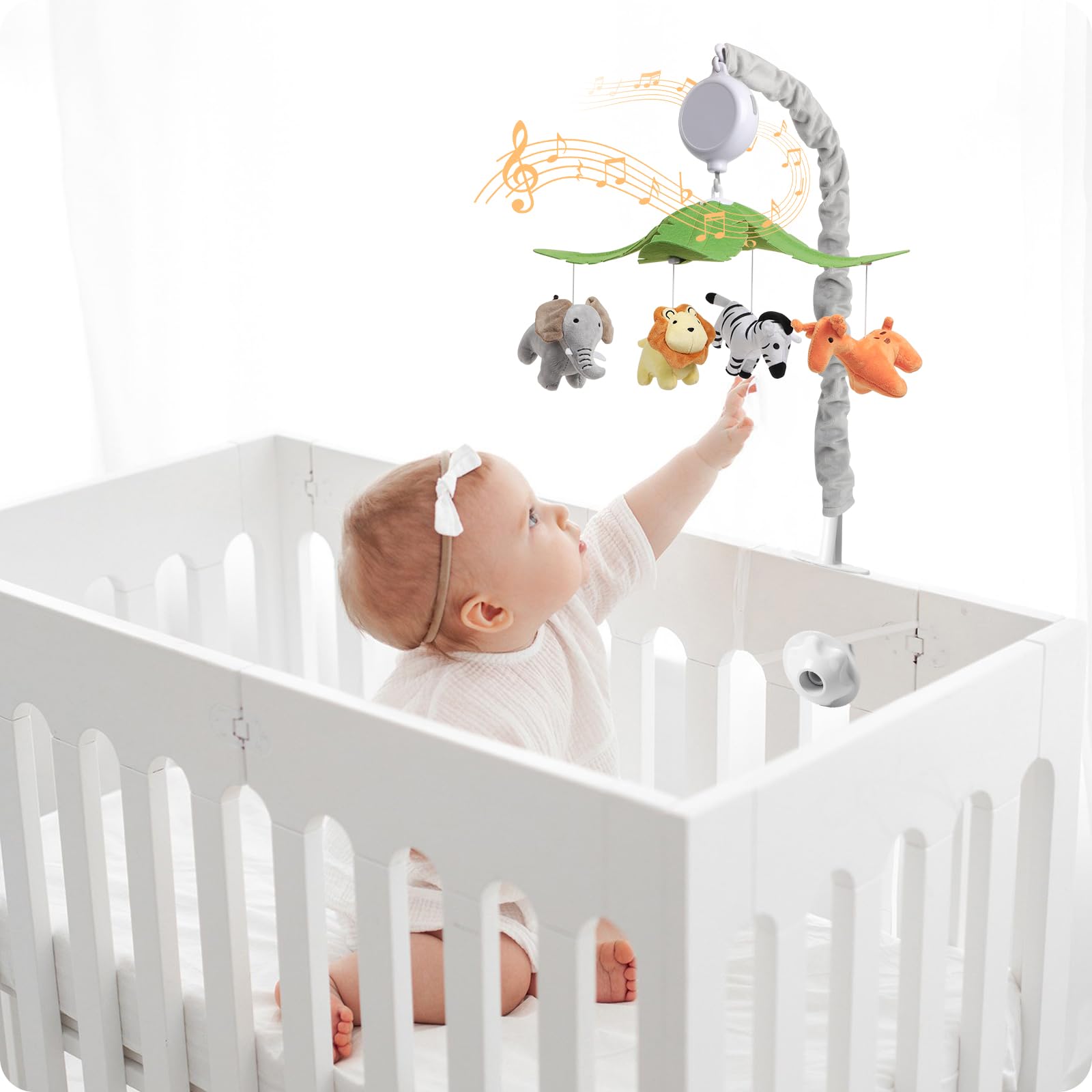 Móvil para cuna de bebé, móvil de animales de la selva para cuna, guardería, móvil musical de género neutro para niños y niñas con 12 canciones de cuna, regalos móviles para recién nacidos
