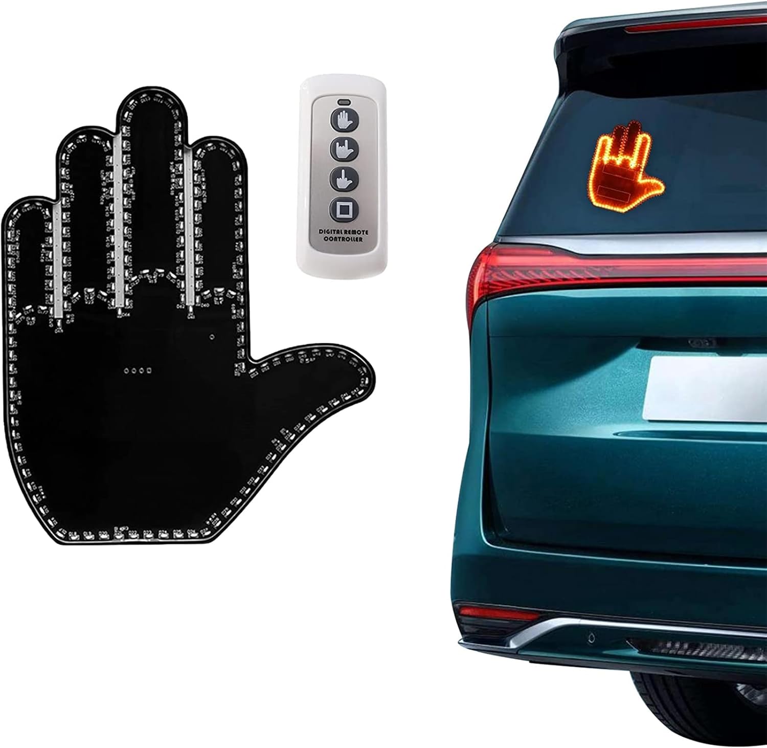 TsoLay Car Middle Finger Light, Funny Road Rage Signs, Automotive Rear