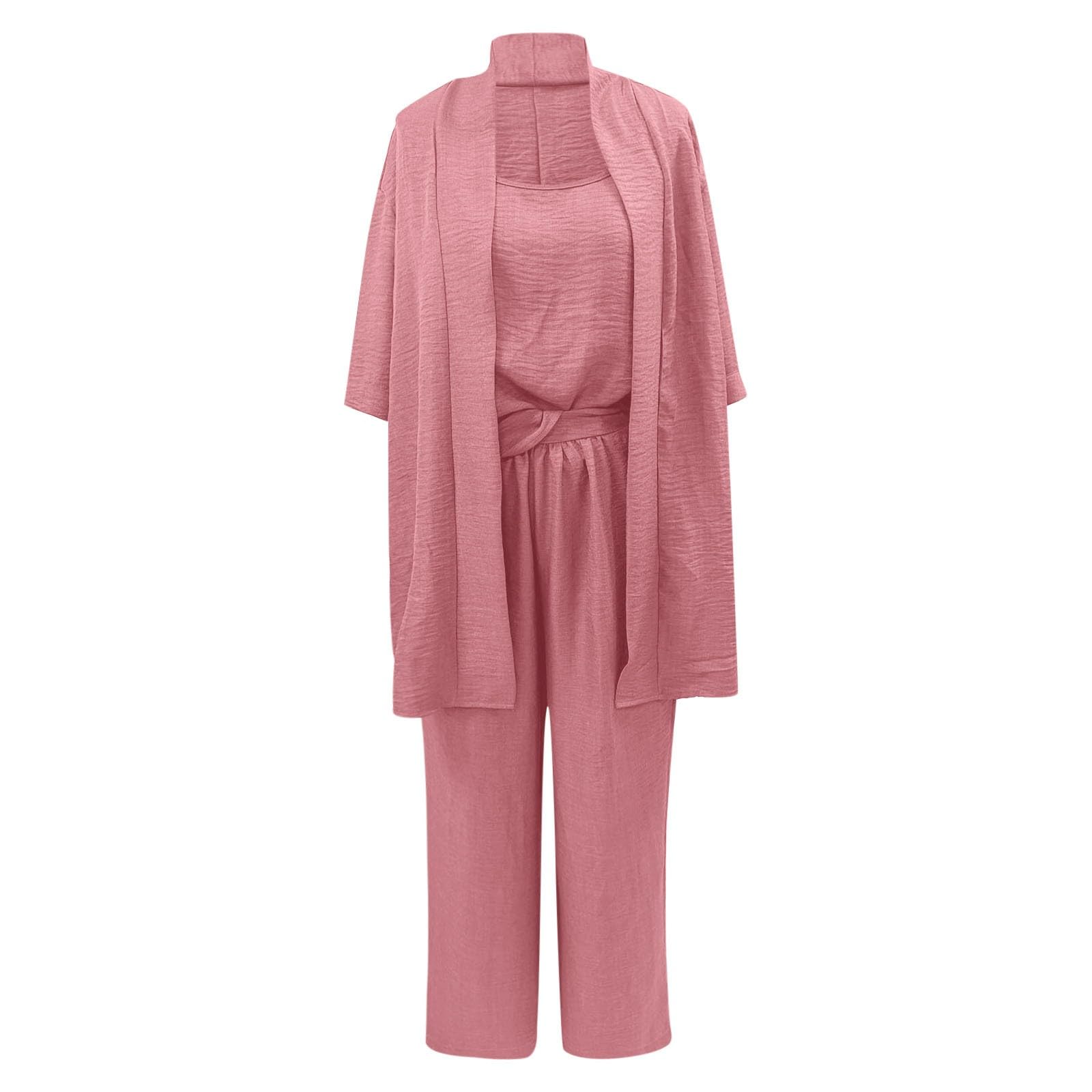 Completi Donna Estivi Sportivi - Tailleur Pantalone Donna Casual Comodo a Tre Pezzi con Pantaloni a Gamba Dritta Ideale per Viaggi Vacanze