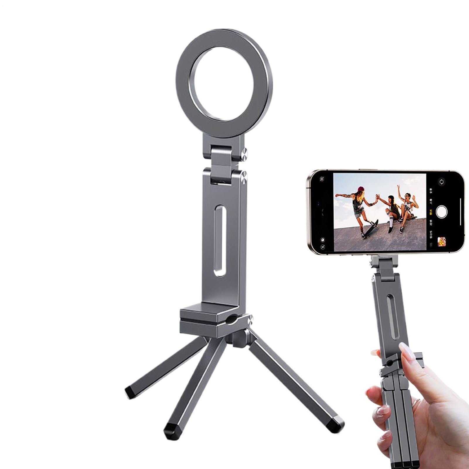 Treppiede Magnetico Clip Rotante Portatile | Supporto Pieghevole Per Telefono Con Clip Magica Regolabile A 360° Pieghevole Leggero Robusto ad Angolazione Multipla con