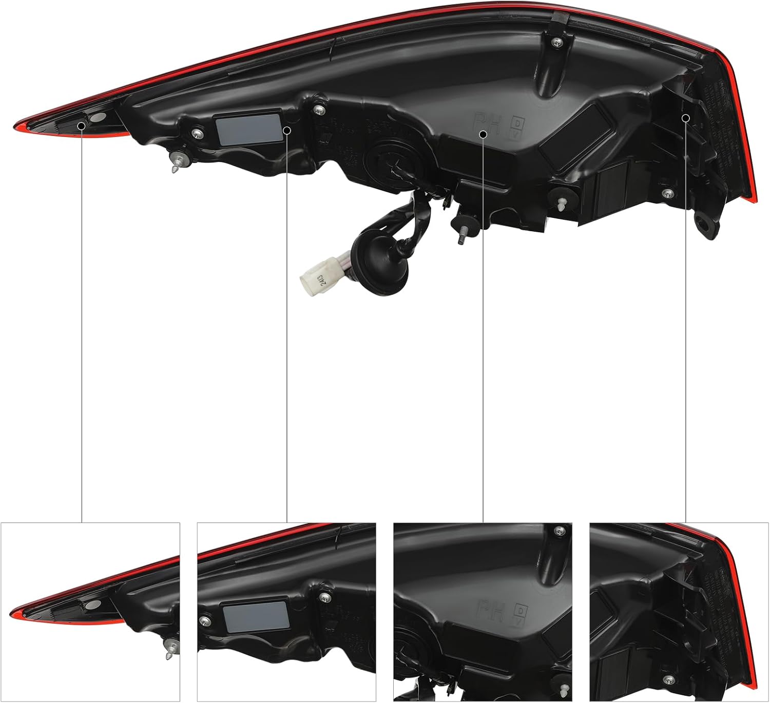 Outer Tail Light Assembly Compatible for 2019 2020 2021 2022Mazda 3 Axela Only Fit Sedan, Right Passenger Side Brake Stop LED Lamp, Bulb Included, Parking Light Red Clear Lens