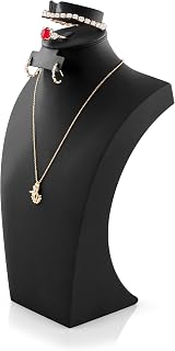 Homeanda Necklace Display Bust, PU Leather Jewelry Display Stand for Vendors, Jewelry Bust Display for Necklace, Bracelets, Earrings, Rings (Black-11.8"x6.7")
