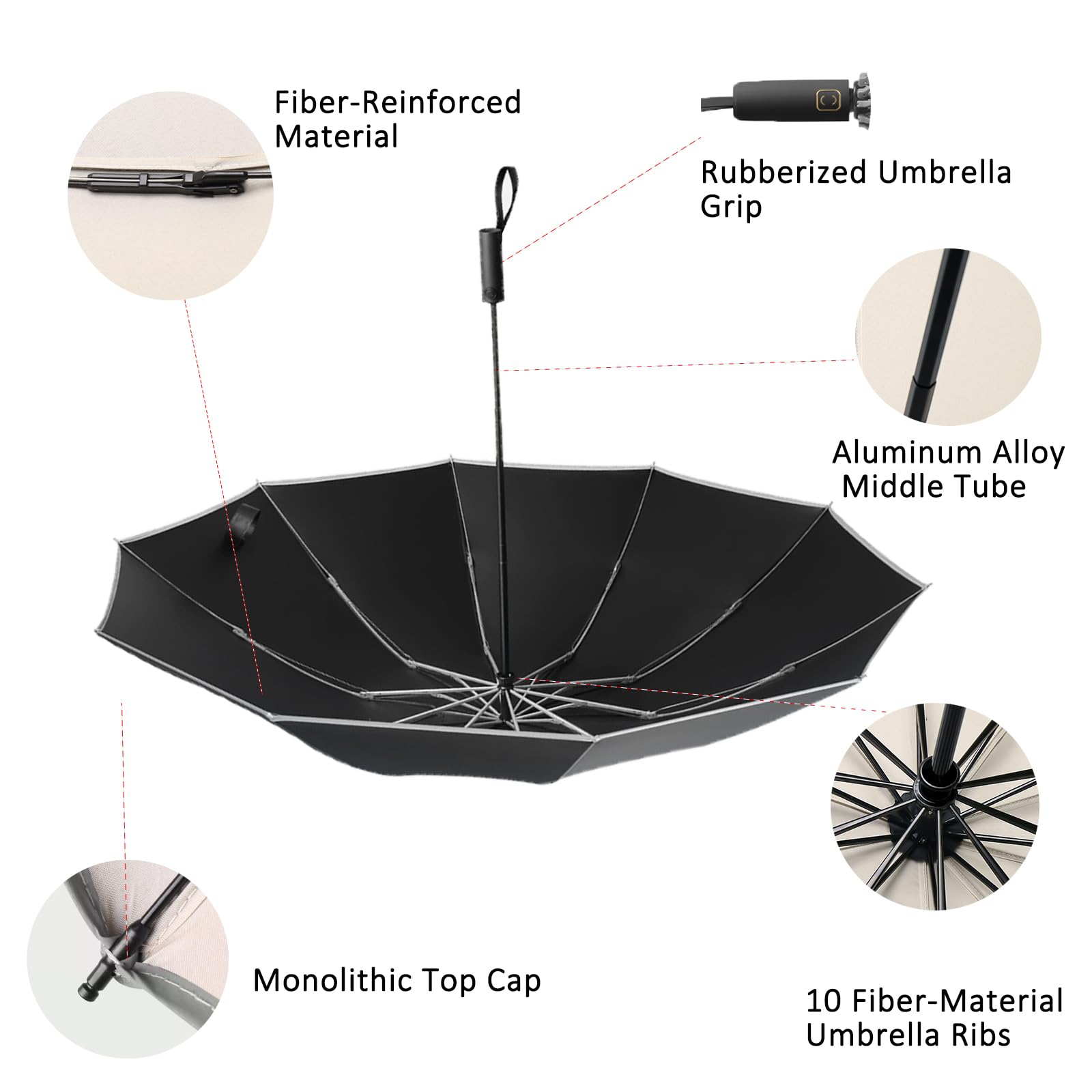 Paraguas de viaje compacto automático, resistente al viento, plegable, protección solar UV, marco ligero y fuerte, paraguas de viaje para protección solar para lluvia (caqui claro) 5