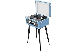 SYLVANIA Bluetooth Retro Turntable with Stand & FM Radio in Blue