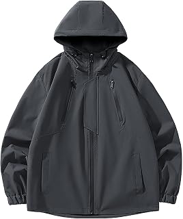 Men's Outdoor Jacket, Waterproof, Breathable, Plain, Windproof, Rainproof, Breathable, Lightweight Outdoor Jacket for Men in Autumn and Winter with Double Side Canvas
