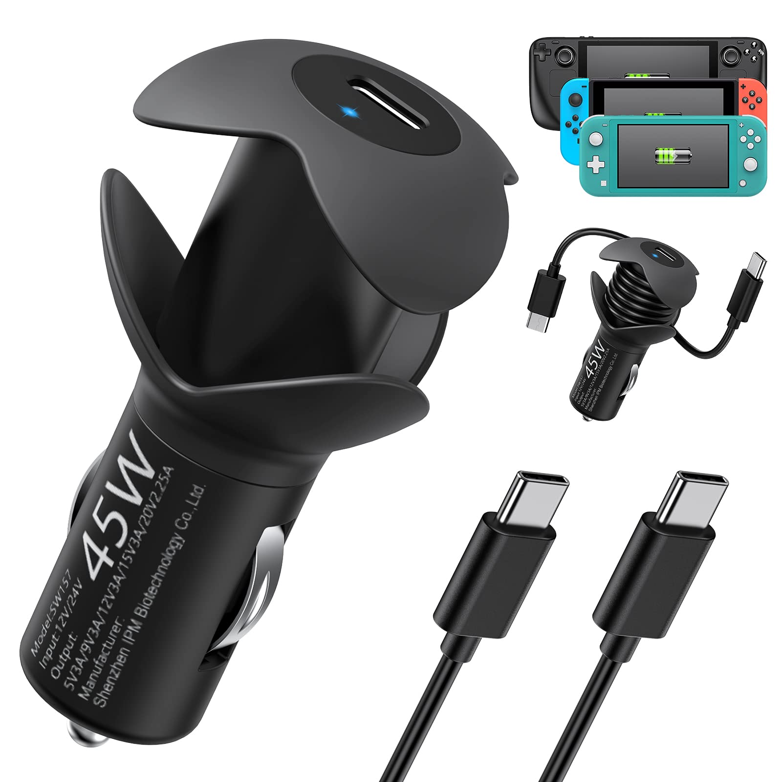 Buy Fast Car Charger for Steam Deck with Winding Cable Device, MENEEA