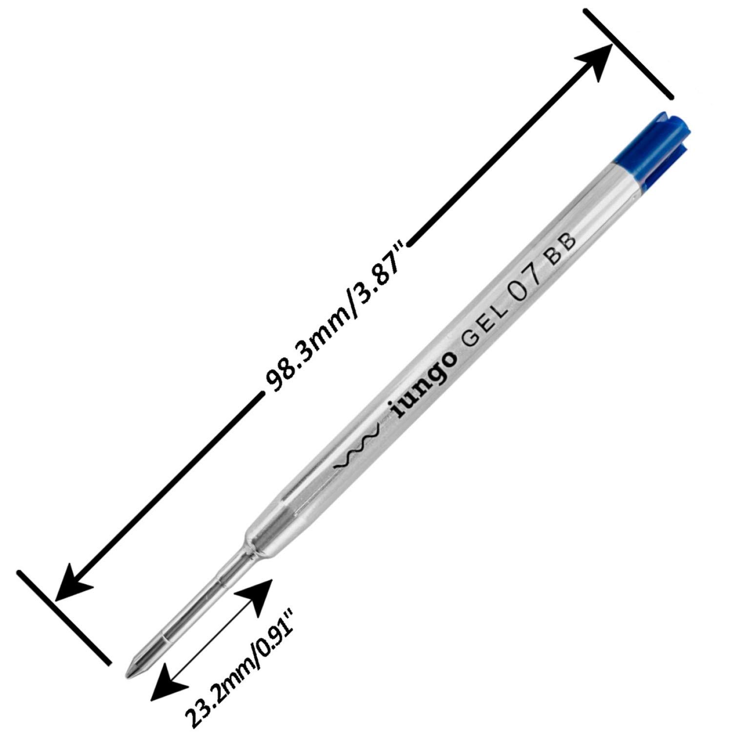 Compatible Parker G2 Type Gel Ink Refills Pelican Fibercastle Visconti Monte Grappa Monte Delta Fischer KAWECO Marlen Omas Smith & Wesson Schaeffer Porsche iungo (Metal-Blueblack, 0.7mm)