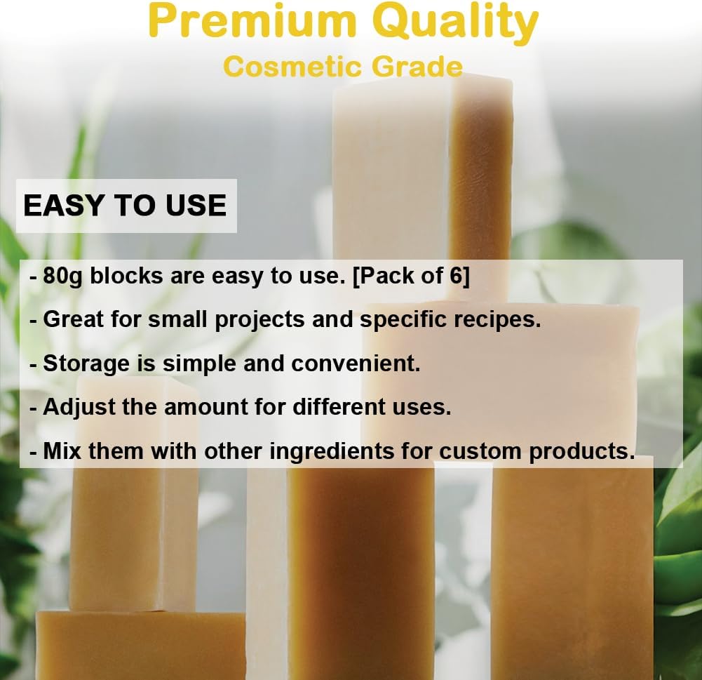 Korean Premium Beeswax | Ultra Clean, Triple Filtered, Honey Aroma | 1.1lb (6 Blocks, 1lb + 0.1lb Bonus) – for DIY Candles, Wraps, Skincare