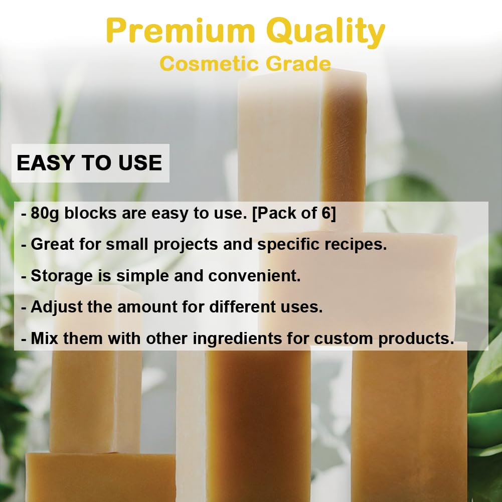 Cera d'api coreana di alta qualità, ultra pulita, tripla filtrata, aroma di miele, 0,5 kg (6 blocchi, 0,5 kg + 0,0 kg di bonus), per candele fai da te, involucri, cura della pelle