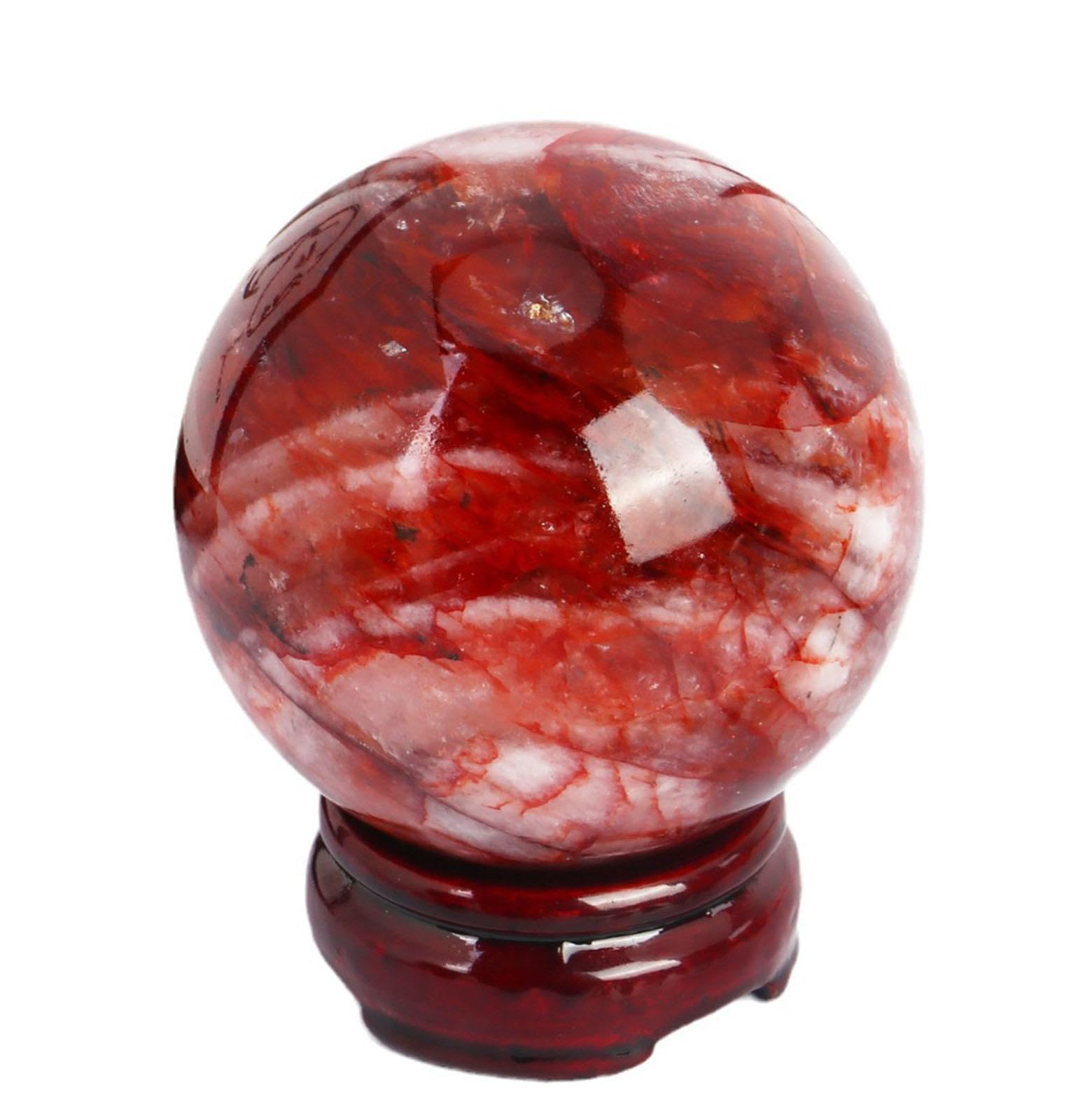 BJXKHFPIV Crystal Ball Red Gum Flower Gemstone Sphere Fengshui Ornaments for Feng Shui,Divination, Home Decor,Witchy Gifts,60-65mm