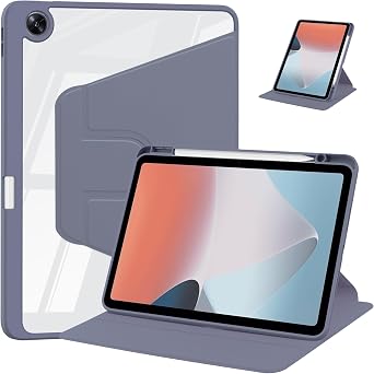 Case Compatible with OnePlus Pad Go 2 12.1 2025 Tablet 360 Rotating Flip Stand Cover with Pencil HolderLavender Gray