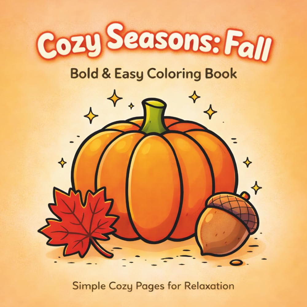 Cozy Seasons: Fall: Bold & Easy Coloring Book Simple Cozy Pages for Relaxation (Cozy Seasons Coloring Book Series)