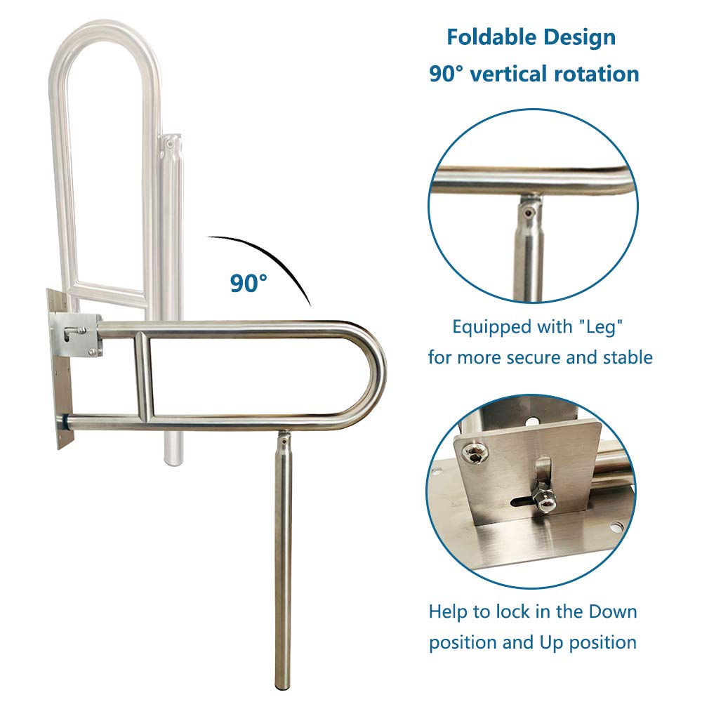 Buy Flip Up Grab Bars for Bathroom Toilet Rails Handicap Grab Bars Shower Safety Hand Rails for